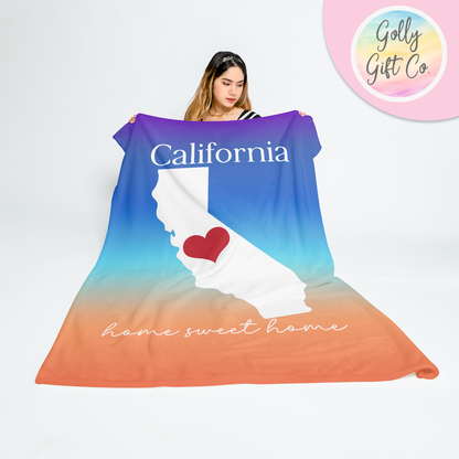 California Fleece Blanket - Home Sweet Home California Fleece Blanket for Born and Raised Native Californian People Who Call California Home