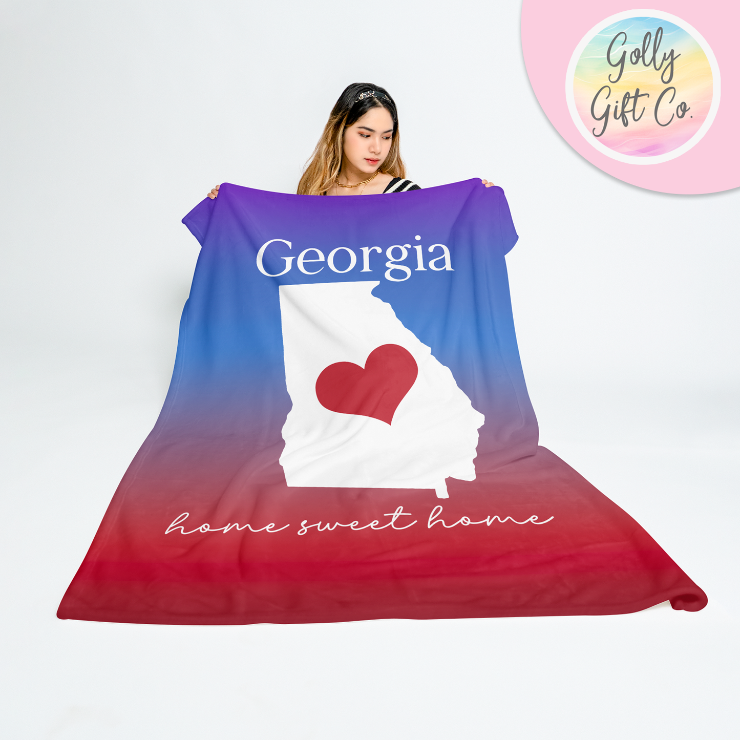 Georgia Fleece Blanket - Home Sweet Home Georgia Fleece Blanket for Born and Raised Native Georgian or People Who Call Georgia Home