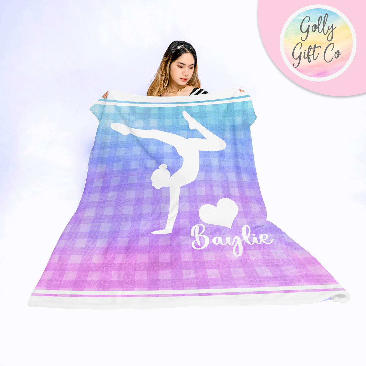 Personalized Forever Love Artistic Gymnastics Bedding - Girl Artistic Gymnastics Themed Fleece or Sherpa Throw Blanket - Golly Gift Co