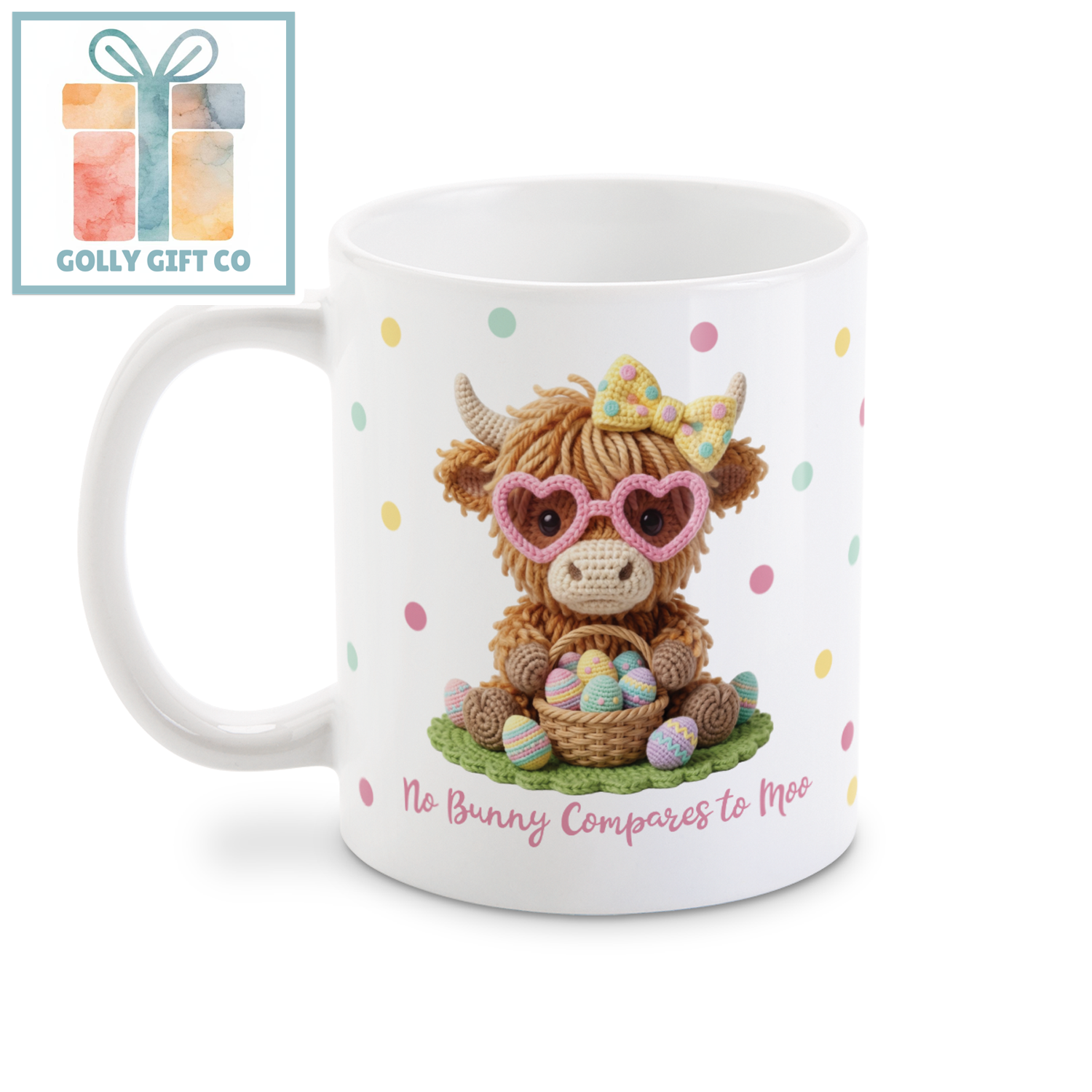 Yarn Style Highland Cow Easter Mug | Cute Animal Coffee Cup | Easter Gift for Her | No Bunny Compares to Moo - Golly Gift Co