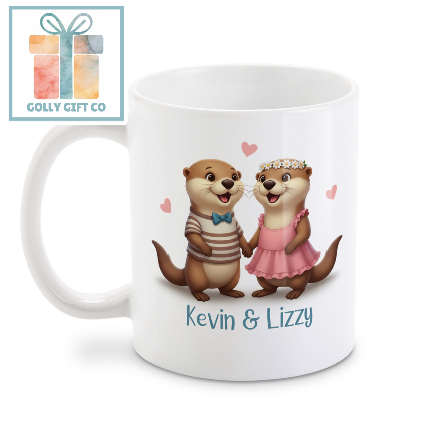 Personalized Otter Couple Mug | Custom Name Coffee Mug | Couples Gift | Valentine's Day Mug | Anniversary Gift - Golly Gift Co