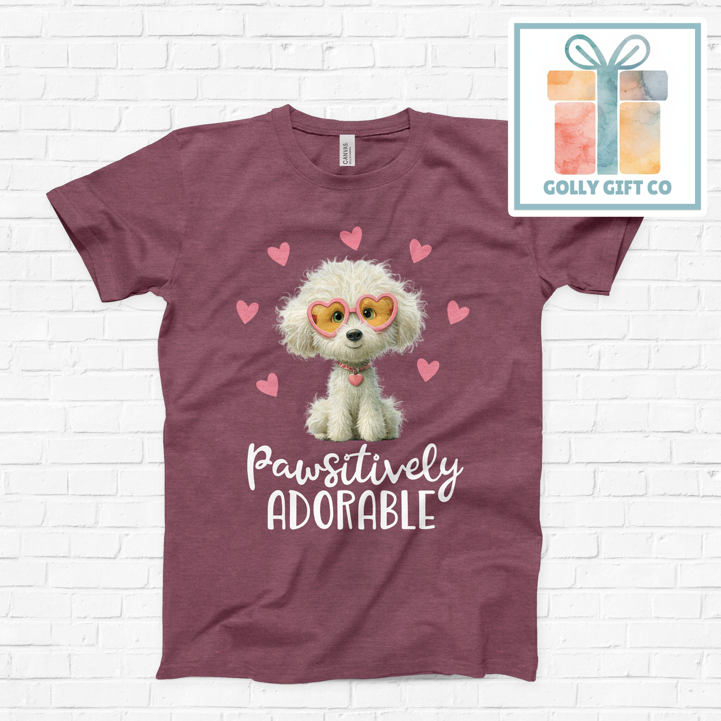 Pawsitively Adorable Dog T-Shirt - Cute Puppy Lover Graphic Tee (Bella Canvas) - Golly Gift Co