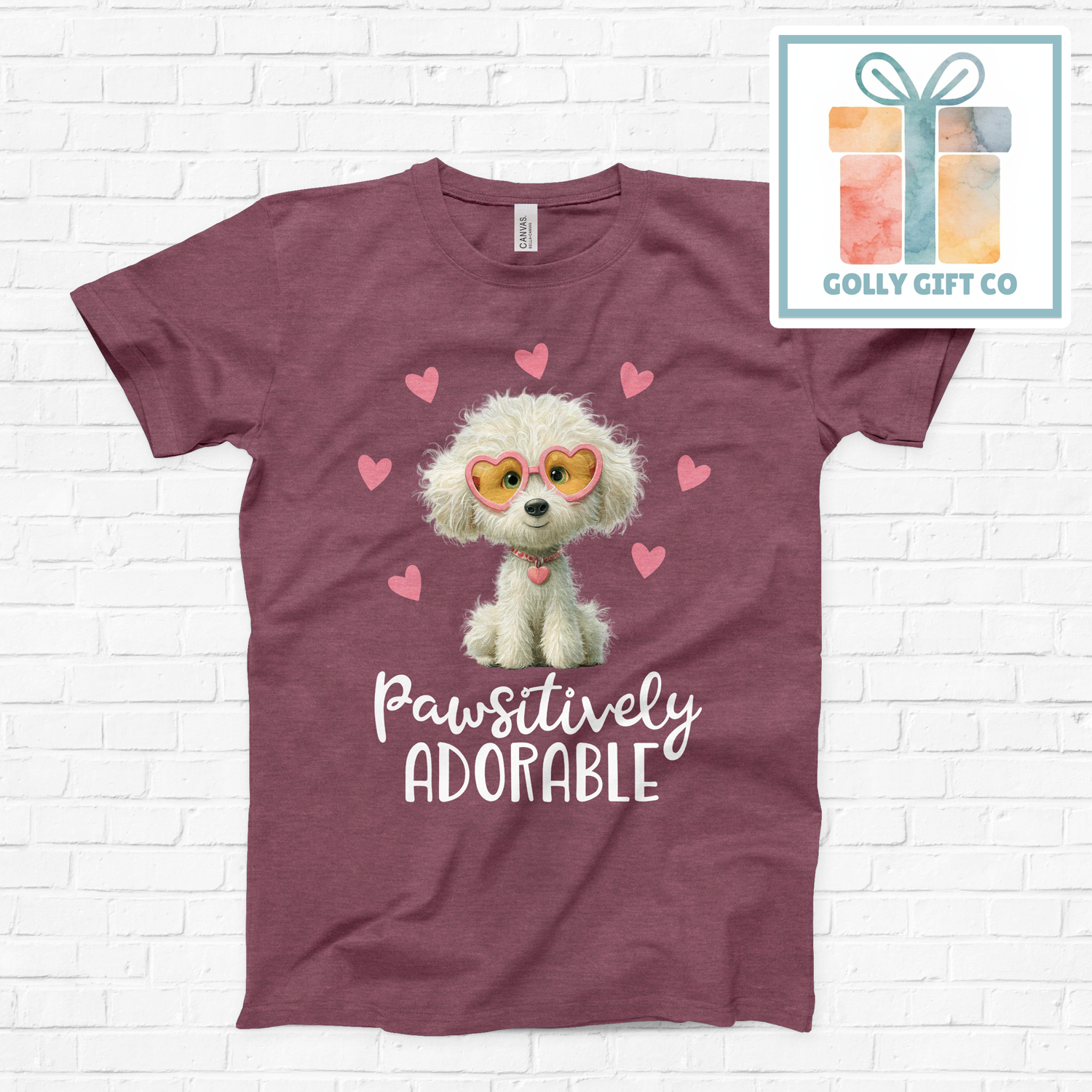 Pawsitively Adorable Dog T-Shirt - Cute Puppy Lover Graphic Tee (Bella Canvas) - Golly Gift Co