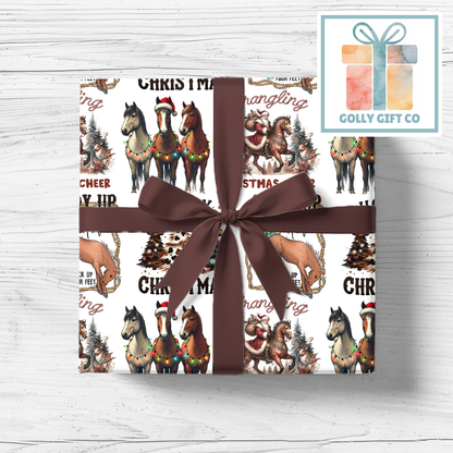 Cowboy Christmas Wrapping Paper Giddy Up Jingle Horse Country and Western Christmas Wrapping Paper - Howdy Christmas - Cowboy Santa - Golly Gift Co