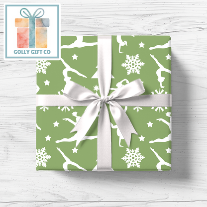 Gymnastics Christmas Gift Wrap / Girls Gymnastics Themed Wrapping Paper / Gymnastics Holiday Wrapping Paper for Gifts for Gymnasts - Golly Gift Co