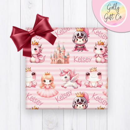 Personalized Princess Wrapping Paper For Any Occasion - Fairytale Gift Wrap for Girls - Birthday Gift Wrap or Any Occasion