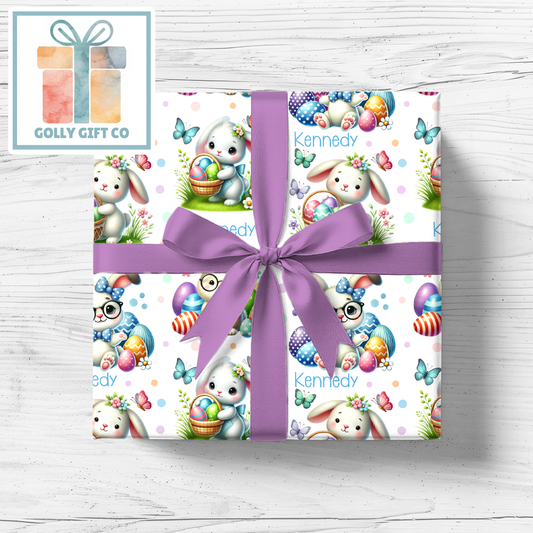 Personalized Easter Bunny Wrapping Paper - Your Name Easter Gift Wrap with Polka-Dots - Child's Name From The Easter Bunny Gift Wrap - Golly Gift Co