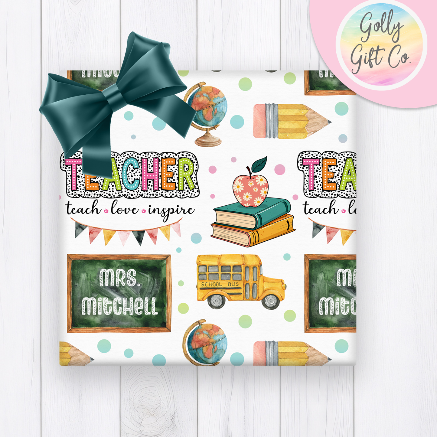 Personalized Teacher Wrapping Paper - Any Occasion Wrapping Paper for Teacher / Educator - Teaching Gift Wrap