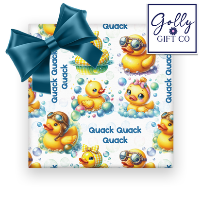 Rubber Ducky Quack Quack Quack Wrapping Paper - Gift Wrap - Cute Rubber Duckies Birthday or Baby Shower or Any Occasion Wrapping Paper