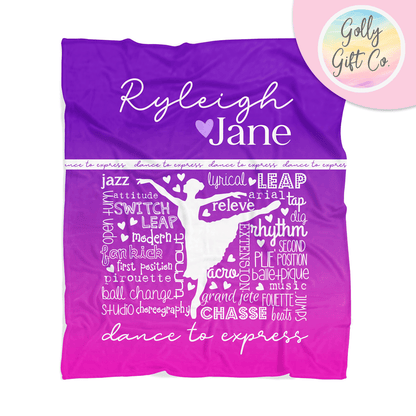 Personalized Dance Blanket - Gradient Typography Blanket for Dancer - Golly Gift Co