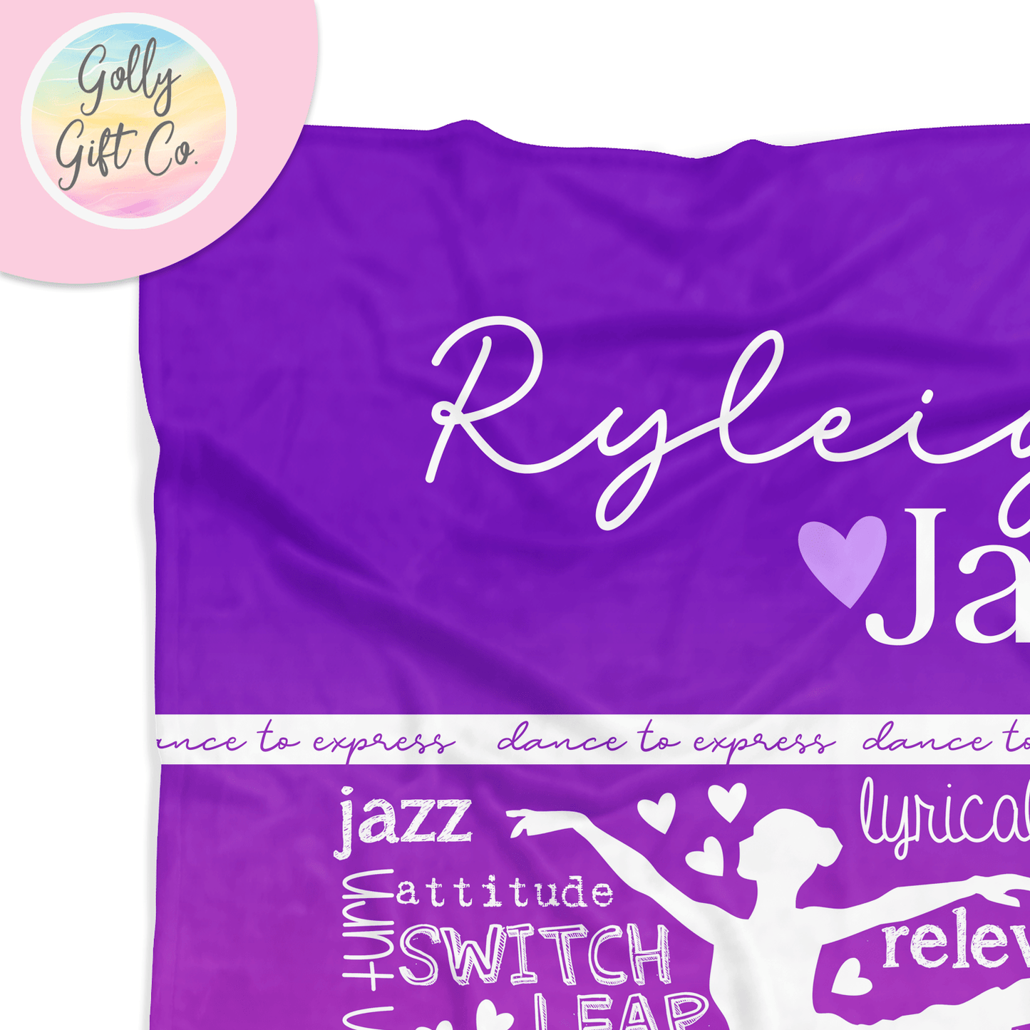 Personalized Dance Blanket - Gradient Typography Blanket for Dancer - Golly Gift Co