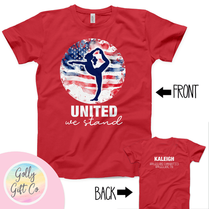 Personalized Gymnastics Team T-Shirt - Patriotic USA United We Stand - Golly Gift Co