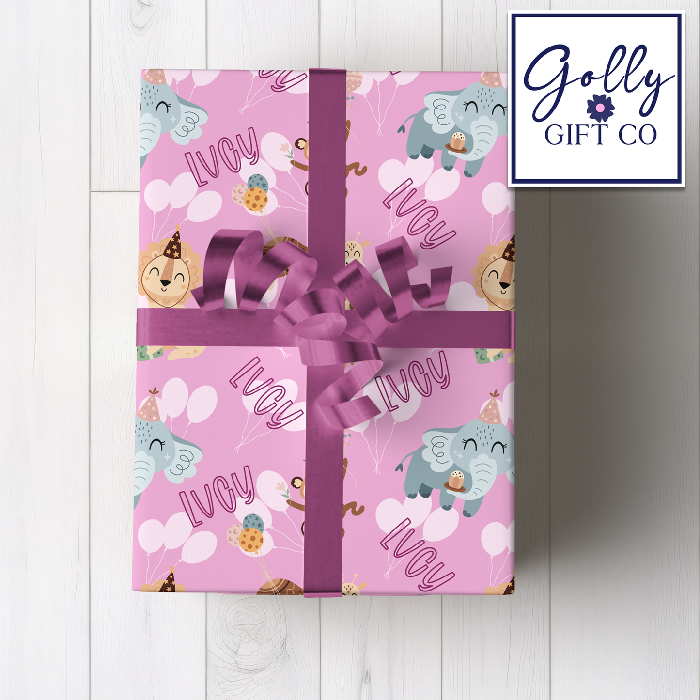 Personalized Safari Birthday or Baby Shower Wrapping Paper - Gift Wrap for Child's Birthday or Other Occasion
