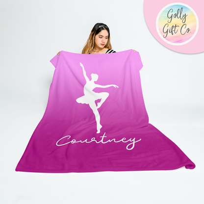 Personalized Dance Fleece Blanket / Gift for Dancer / Customized Dance Team Gift / Your Name Blanket/ Strong Gradient Dance Bedding - Golly Gift Co