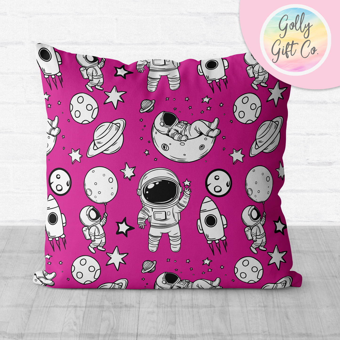 Doodle Astronauts Throw Pillow - Black and White Space Doodles Decorative Throw Pillow and / or Cover for Space Enthusiasts