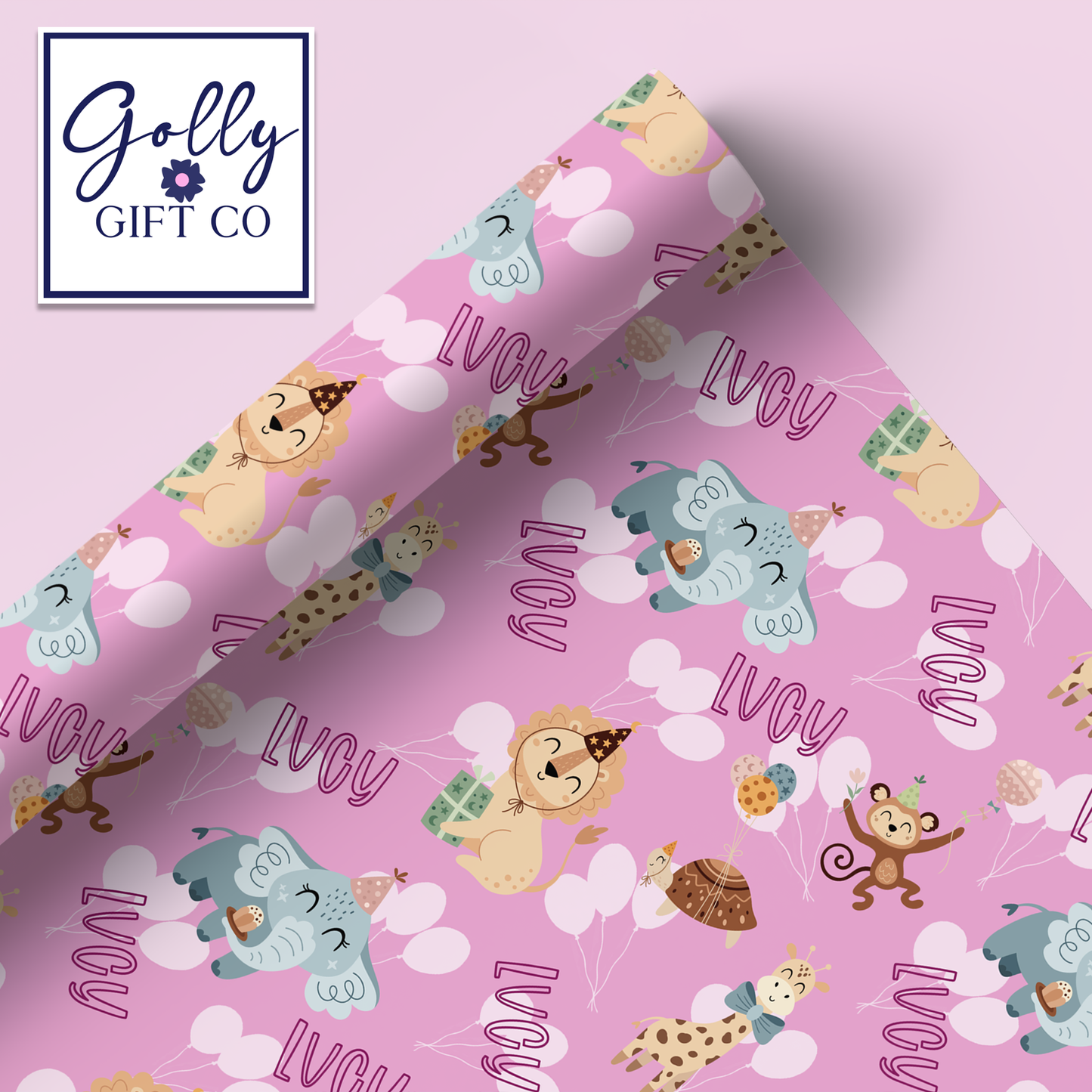 Personalized Safari Birthday or Baby Shower Wrapping Paper - Gift Wrap for Child's Birthday or Other Occasion