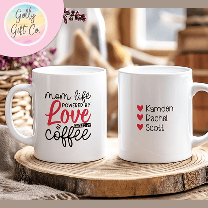 Powered by Love, Fueled By Coffee - Personalized Mom Coffee Mug - Golly Gift Co