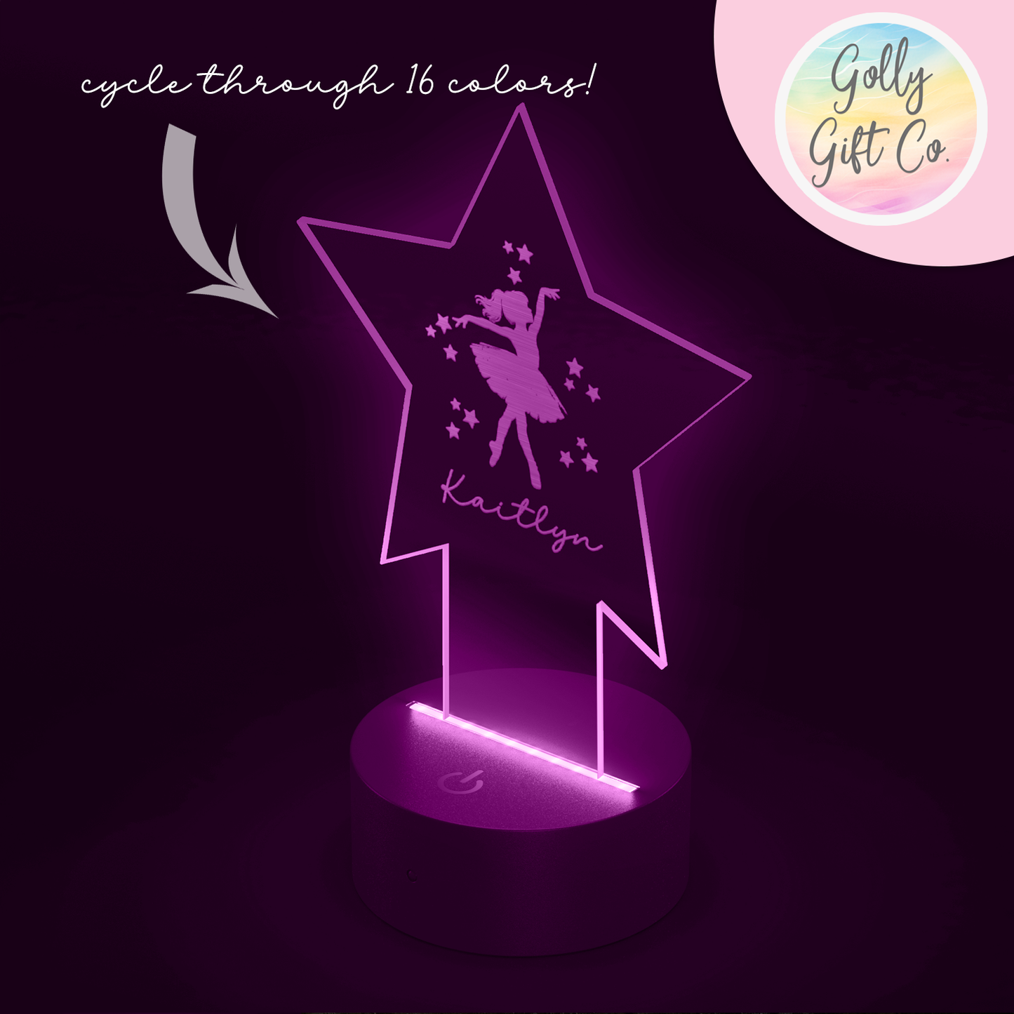 Personalized Star Dancer LED Light with Your Name - 16 Color Nightlight / Room Light