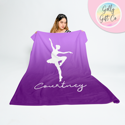 Personalized Dance Fleece Blanket / Gift for Dancer / Customized Dance Team Gift / Your Name Blanket/ Strong Gradient Dance Bedding - Golly Gift Co