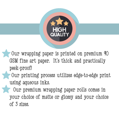 Personalized Baby Bear and Stars Wrapping Paper - Your Name Baby Birthday or Baby Shower Gift Wrap - Baby's Name - Golly Gift Co