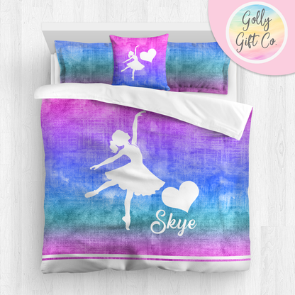 Personalized Girl's Dance Bedding / Customized Dancer Duvet or Comforter Throw Pillow Sham / Purple Gradient / Bed Set Room Decor for Dancer