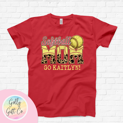 Personalized Softball Mom - Go Kid's Name T-Shirt(Bella Canvas) - Golly Gift Co