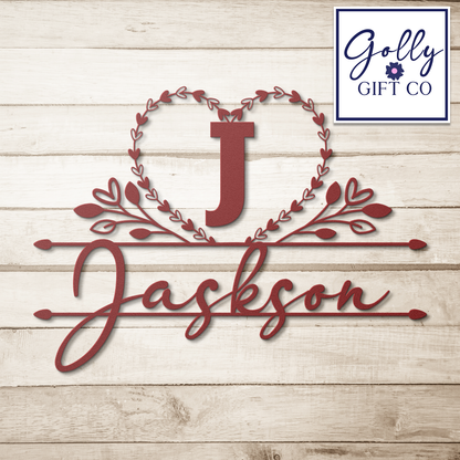 Personalized Monogrammed Die-Cut Steel Sign with Name and Initial - Family Name Indoor or Outdoor Metal Sign