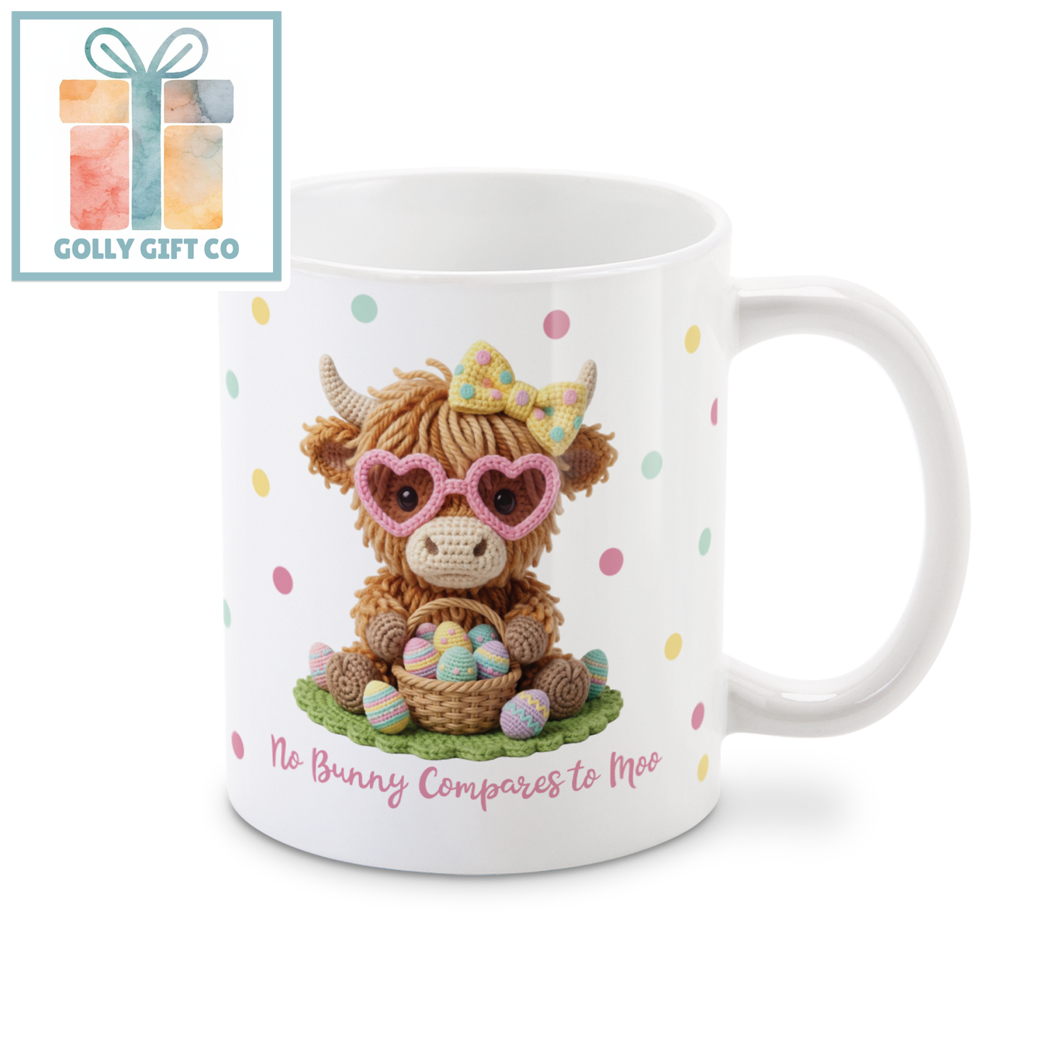 Yarn Style Highland Cow Easter Mug | Cute Animal Coffee Cup | Easter Gift for Her | No Bunny Compares to Moo - Golly Gift Co