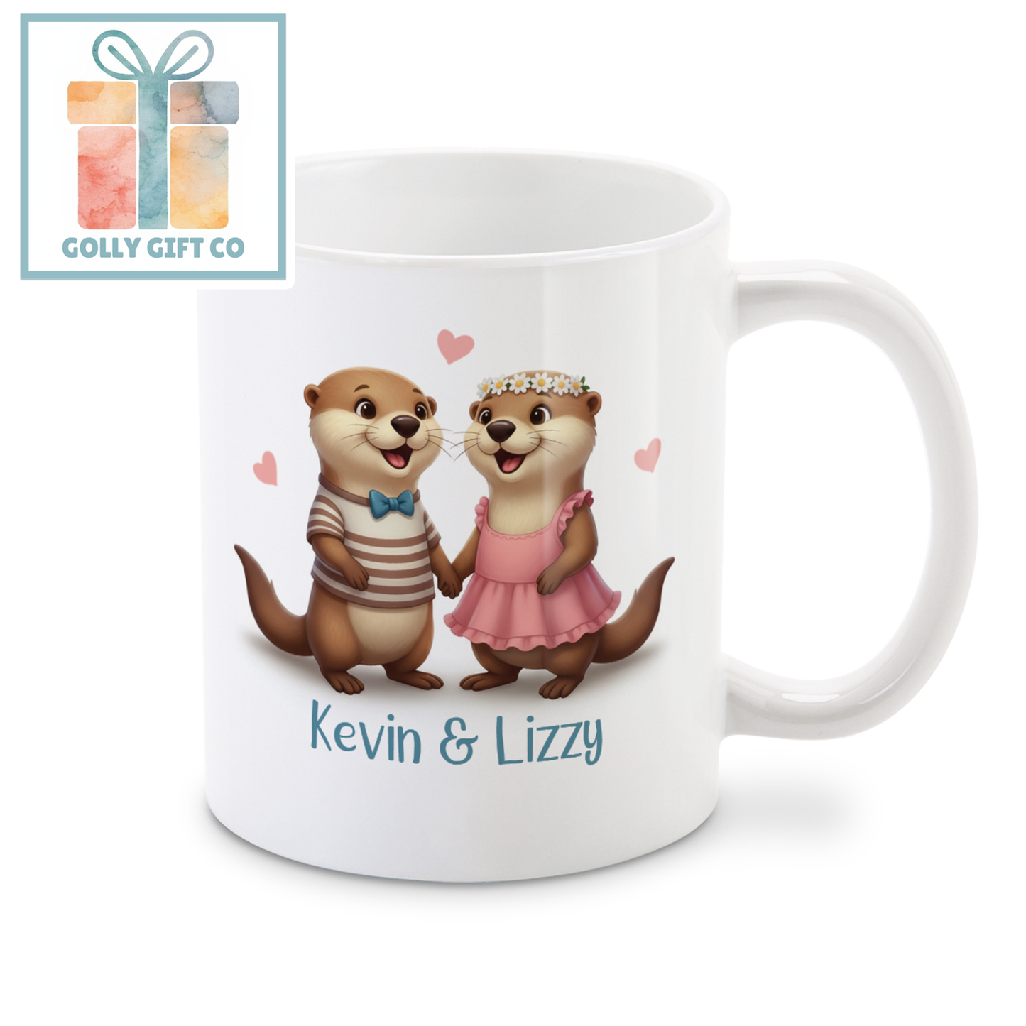 Personalized Otter Couple Mug | Custom Name Coffee Mug | Couples Gift | Valentine's Day Mug | Anniversary Gift - Golly Gift Co