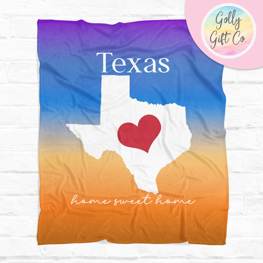 Texas Fleece Blanket - Home Sweet Home Texas Fleece Blanket for Born and Raised Native Texan or People Who Call Texas Home