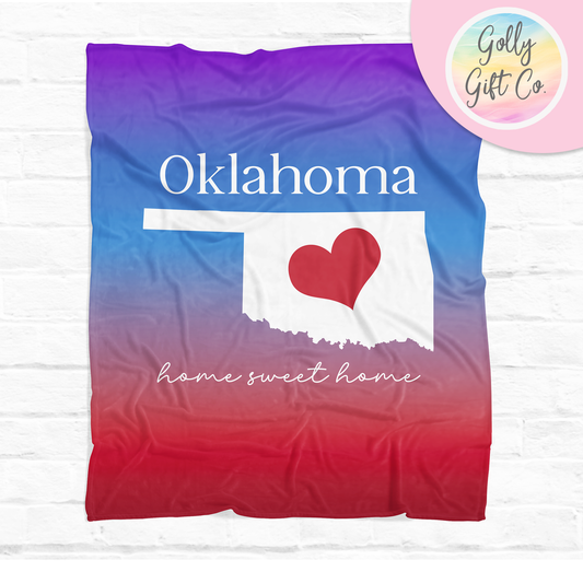 Oklahoma Fleece Blanket - Home Sweet Home Oklahoma Fleece Blanket for Born and Raised Native Oklahoman or People Who Call Oklahoma Home