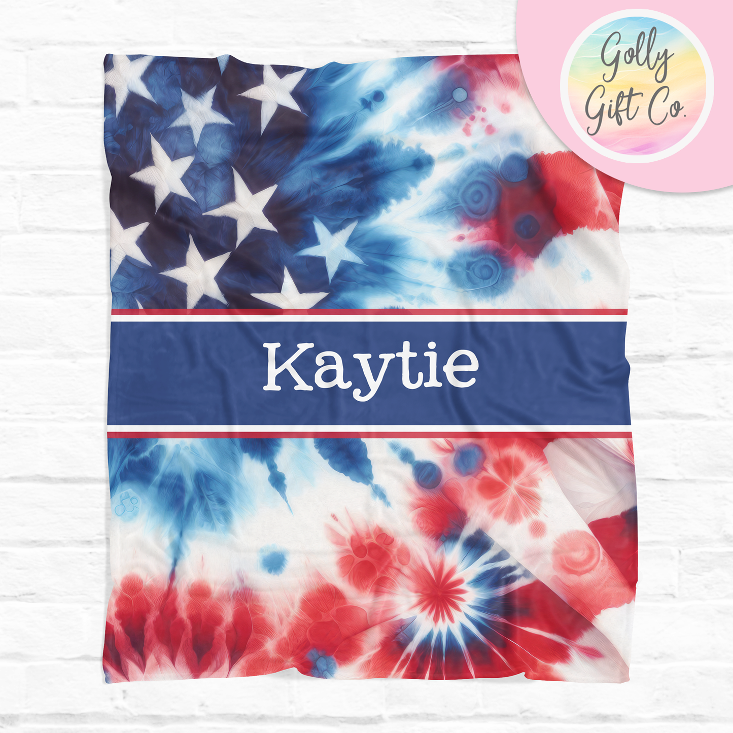 Personalized Name USA Flag Fleece Blanket - Patriotic Themed Fleece or Sherpa Throw Blanket - America Bedding - Monogrammed USA Gift