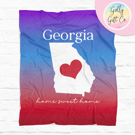 Georgia Fleece Blanket - Home Sweet Home Georgia Fleece Blanket for Born and Raised Native Georgian or People Who Call Georgia Home