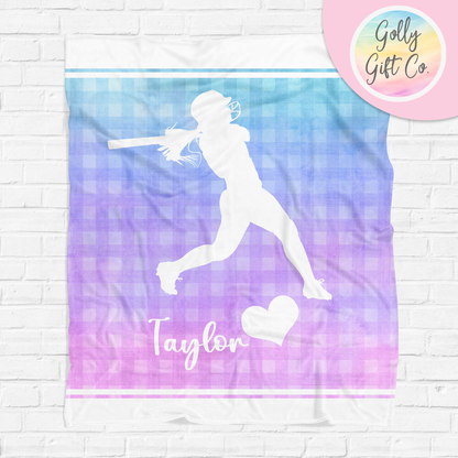 Personalized Forever Love Softball Bedding - Softball Themed Fleece or Sherpa Throw Blanket - Gift for Softball Player - Golly Gift Co