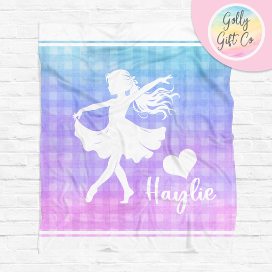 Personalized Forever Love Dancer Bedding - Girl Ballerina Themed Fleece or Sherpa Throw Blanket - Monogrammed Gift for Dancers - Golly Gift Co