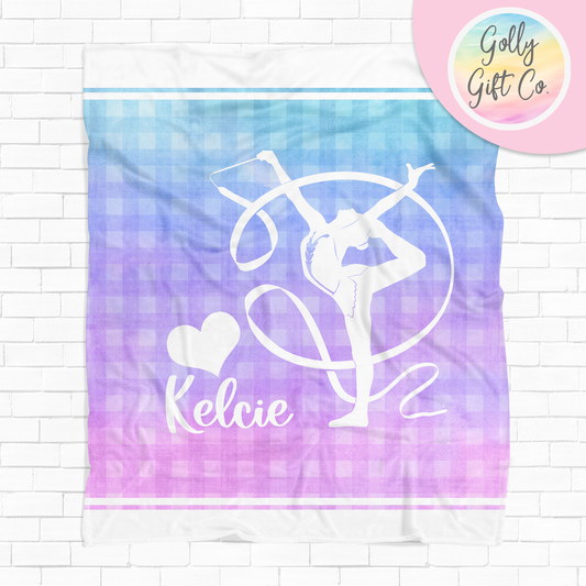 Personalized Forever Love Rhythmic Gymnastics Bedding - Girl Rhythmic Gymnastics Themed Fleece or Sherpa Throw Blanket - Golly Gift Co