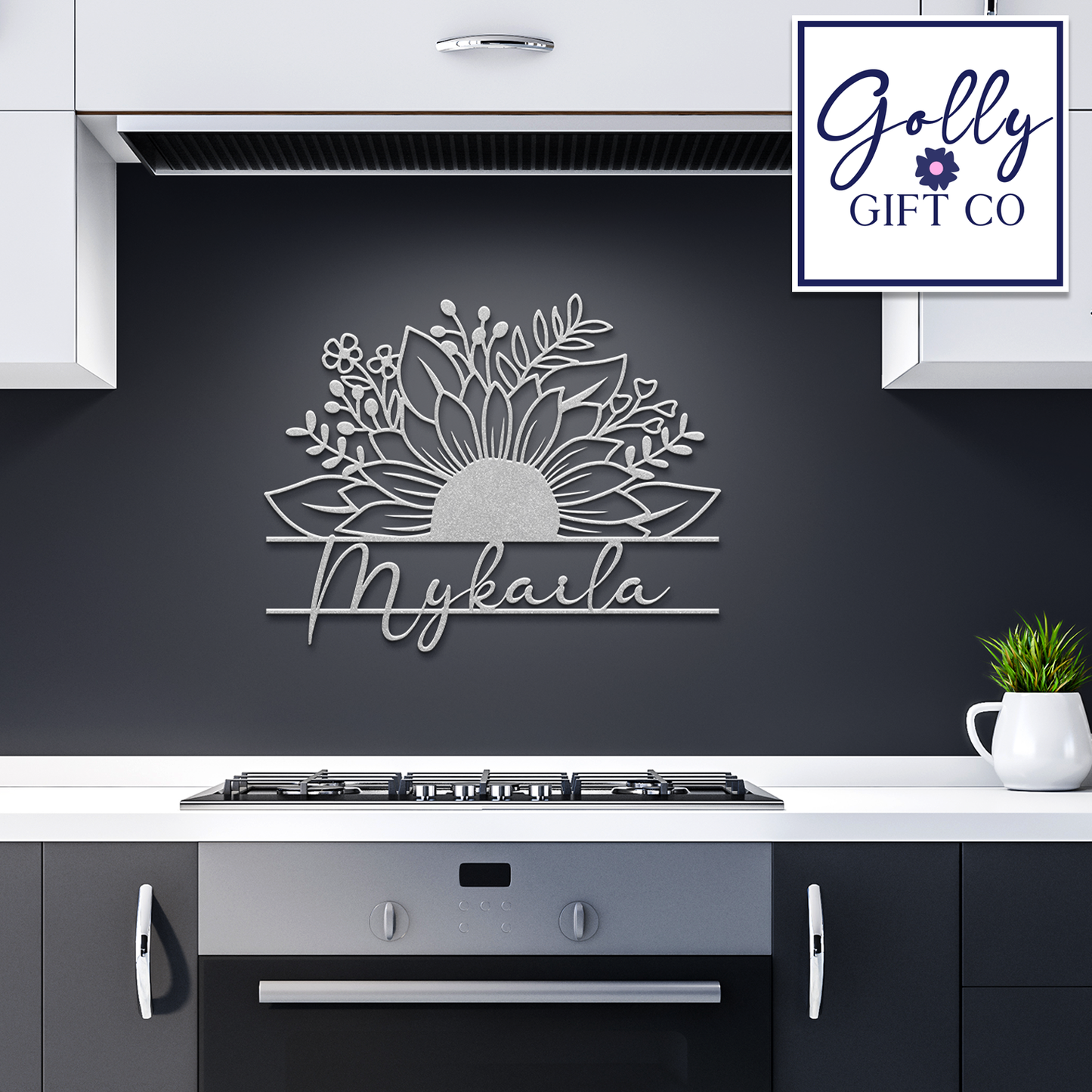 Personalized Monogrammed Die-Cut Steel Sign with Name and Initial - Family Name Indoor or Outdoor Metal Sign