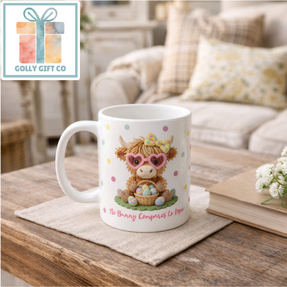 Yarn Style Highland Cow Easter Mug | Cute Animal Coffee Cup | Easter Gift for Her | No Bunny Compares to Moo - Golly Gift Co