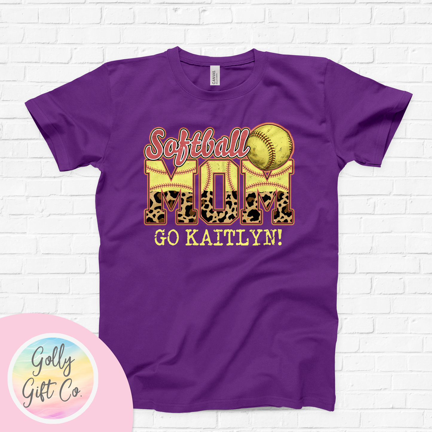 Personalized Softball Mom - Go Kid's Name T-Shirt(Bella Canvas) - Golly Gift Co