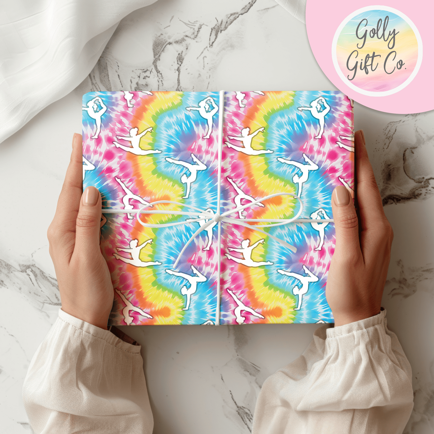 Tie Dye Gymnastics Gift Wrapping Paper - Golly Gift Co