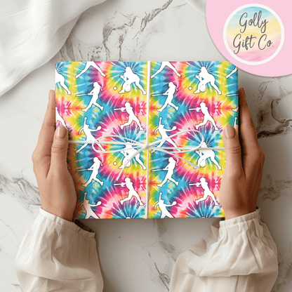 Tie Dye Softball Gift Wrapping Paper - Golly Gift Co