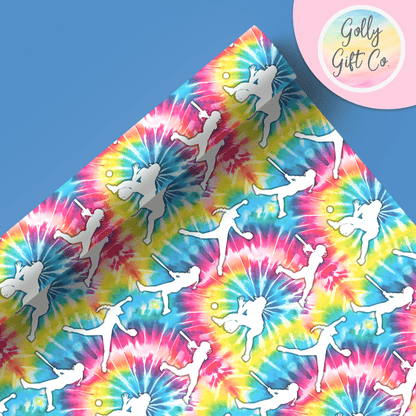 Tie Dye Softball Gift Wrapping Paper - Golly Gift Co