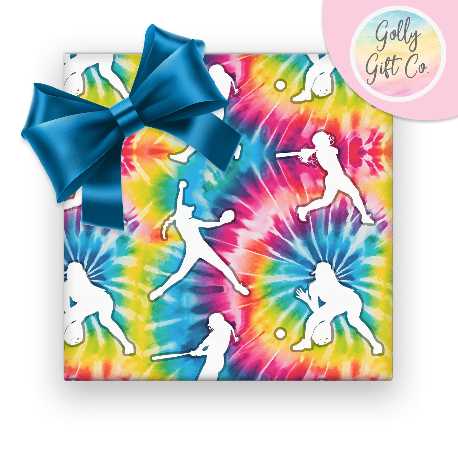 Tie Dye Softball Gift Wrapping Paper - Golly Gift Co