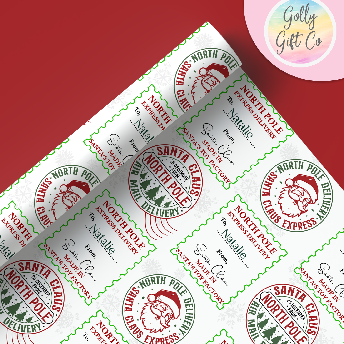 Personalized Christmas Wrapping Paper From Santa - Your Name Christmas Gift Wrap - Child's Name From Santa Christmas Gift Wrap