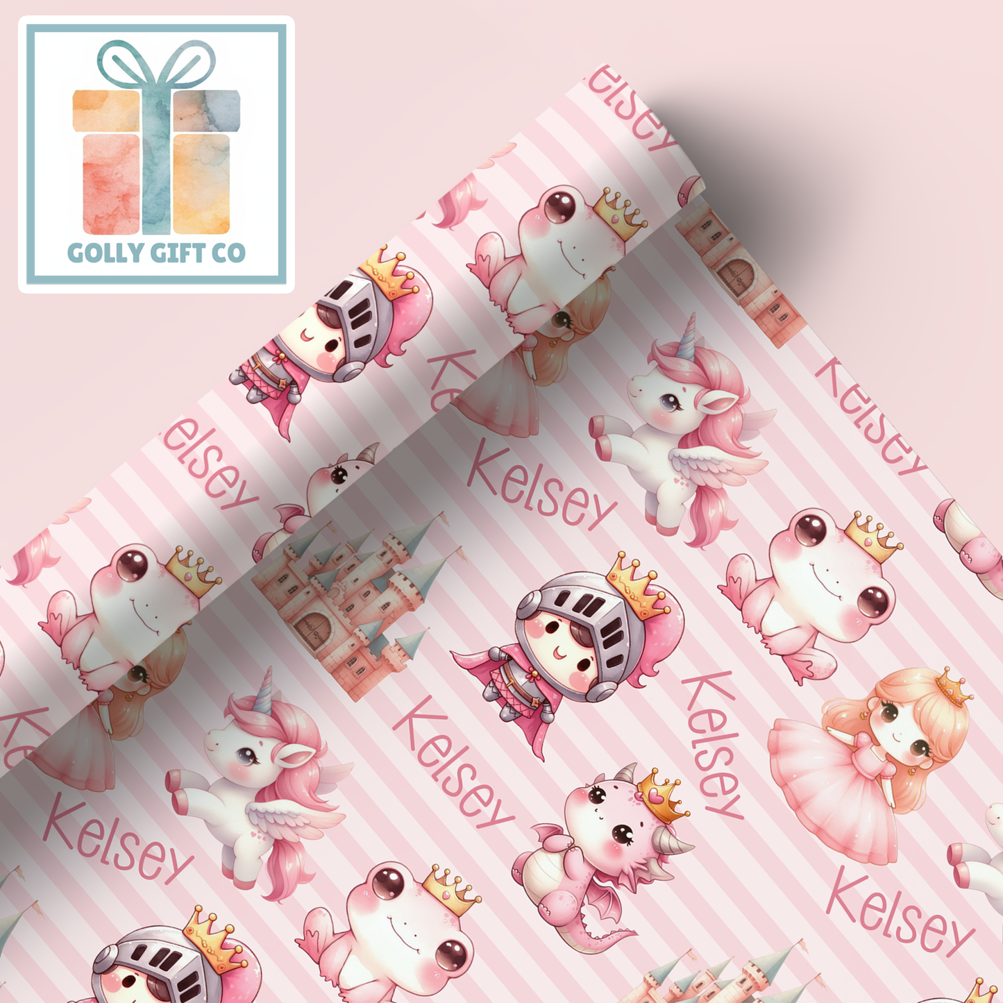Personalized Princess Wrapping Paper For Any Occasion - Fairytale Gift Wrap for Girls - Birthday Gift Wrap or Any Occasion - Golly Gift Co