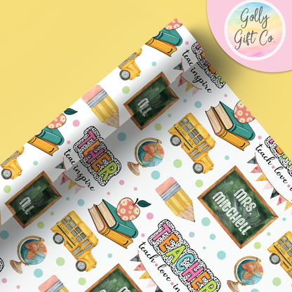 Personalized Teacher Wrapping Paper - Any Occasion Wrapping Paper for Teacher / Educator - Teaching Gift Wrap