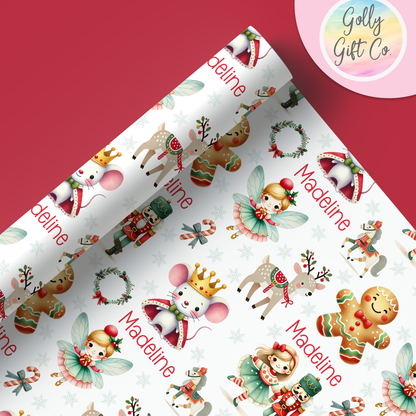 Personalized Nutcracker Christmas Wrapping Paper - Your Name Christmas Gift Wrap - Custom Gift Wrap for Christmas With Ballet Nutcracker