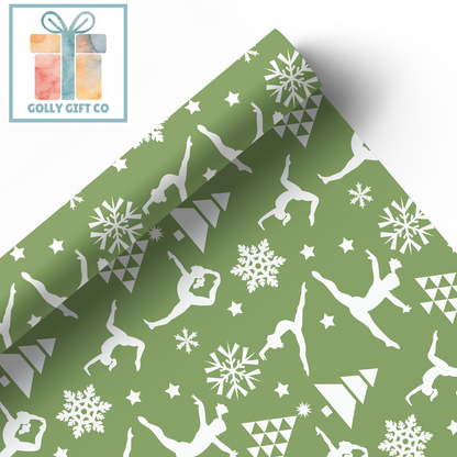 Gymnastics Christmas Gift Wrap / Girls Gymnastics Themed Wrapping Paper / Gymnastics Holiday Wrapping Paper for Gifts for Gymnasts - Golly Gift Co