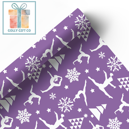 Gymnastics Christmas Gift Wrap / Girls Gymnastics Themed Wrapping Paper / Gymnastics Holiday Wrapping Paper for Gifts for Gymnasts - Golly Gift Co