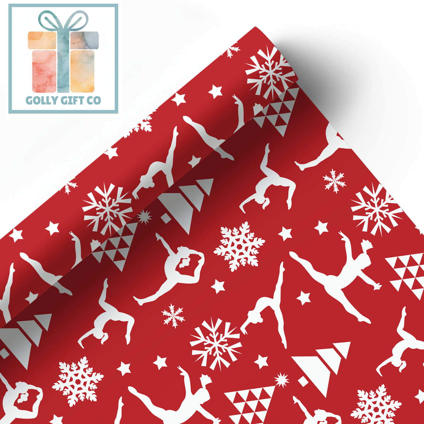 Gymnastics Christmas Gift Wrap / Girls Gymnastics Themed Wrapping Paper / Gymnastics Holiday Wrapping Paper for Gifts for Gymnasts - Golly Gift Co